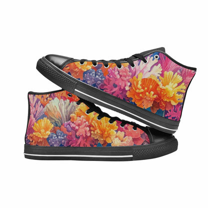 WOMEN'S Fish Scale Coral High Top Canvas Surreal Shoes