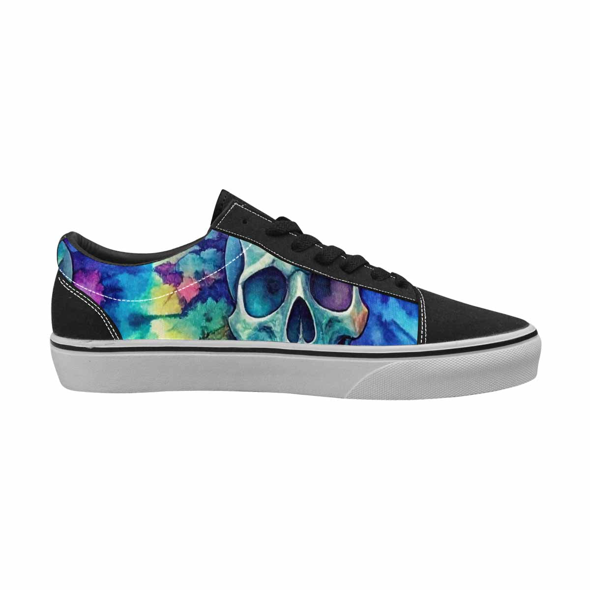 MEN'S Tie Dye Skulls Print Canvas Lace-Up Dark Academia Custom Sneakers