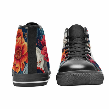 MEN'S Marble Skull High Top Canvas Neon Fantasy Sneakers