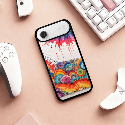 iPhone 17 Air Case — Tie Dye Swirls Black Red Tie, Customized Protective Case