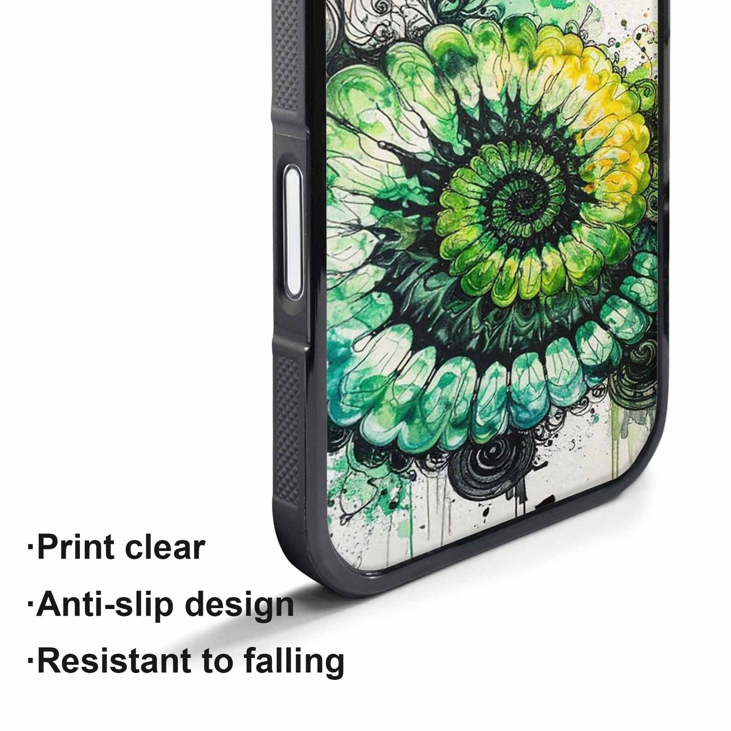 iPhone 17 Pro Case — Black Green Ink Tie Dye Tie, Custom Printed Phone Case