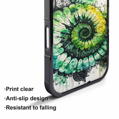 iPhone 17 Pro Case — Black Green Ink Tie Dye Tie, Custom Printed Phone Case