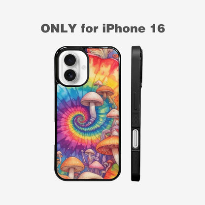iPhone 16 Case — Mushrooms Tie Dyemushrooms Pat 3w3, Custom Phone Case