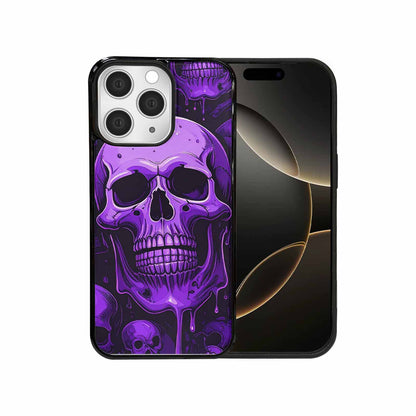 iPhone 15 Pro Max Case — Monochrome Purple Skeletons Neon Drip Melting, Custom Print Case Cover