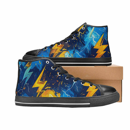 WOMEN'S Lightning Bolt High Top Canvas Grunge Sneakers