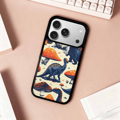 iPhone 17 Pro Case — Vintage Dinosaurs Mushroom Retro Vintage, Custom Designed Case Cover