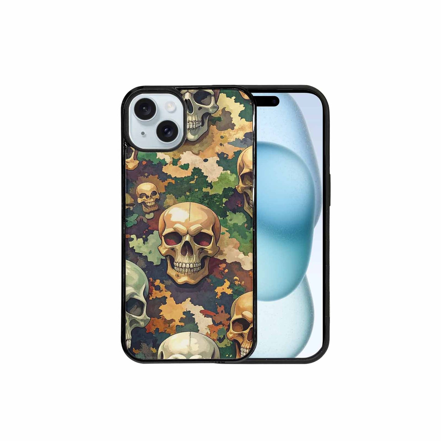 iPhone 15 Plus Case — Skulls Camoskulls Pattern Hu A0j, Custom Designed Case Cover