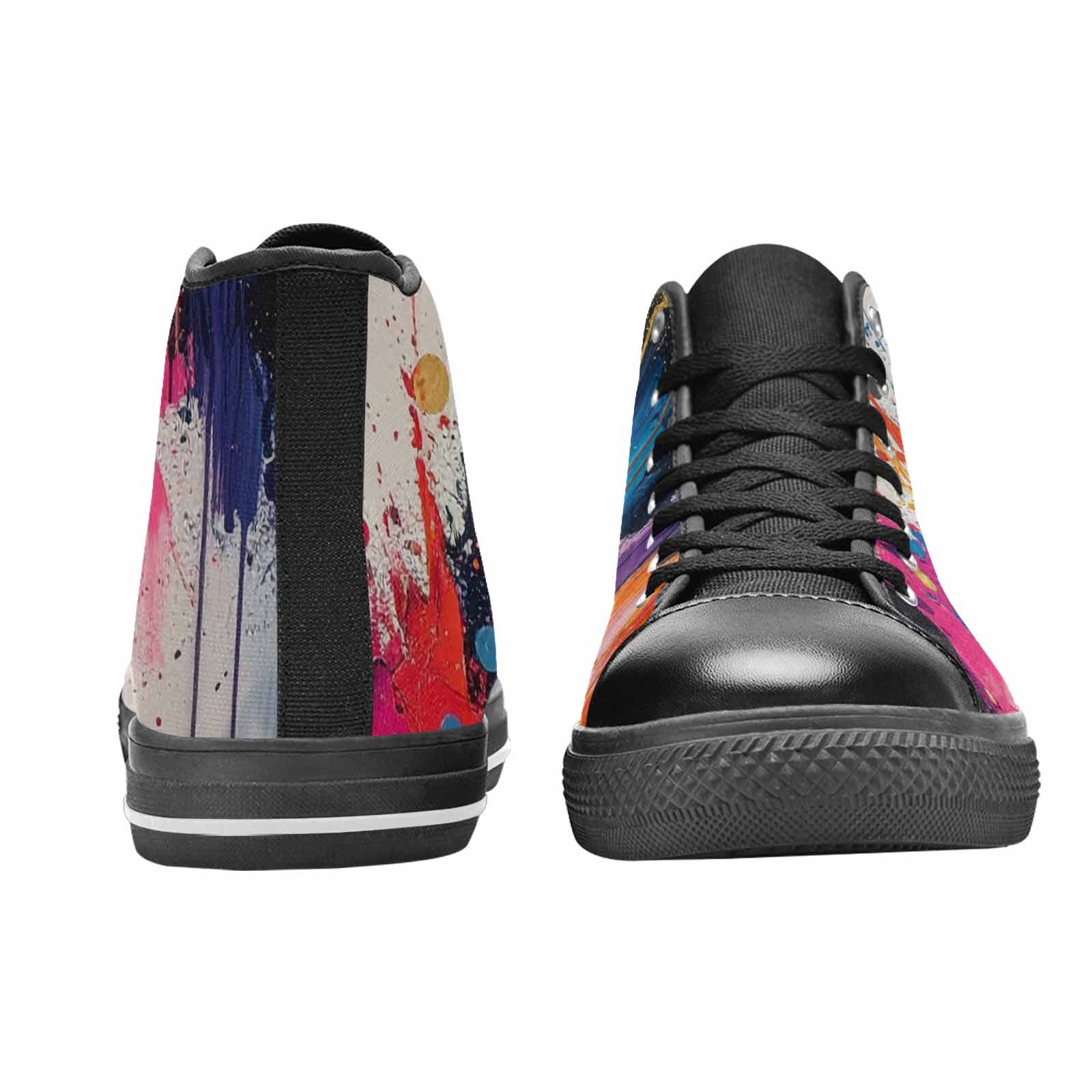 WOMEN'S Paint Splatter High Top Canvas Wallpaper Art Shoes