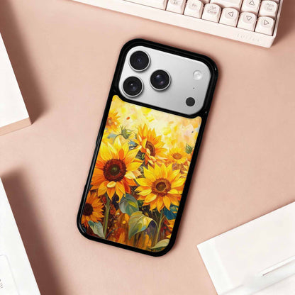 iPhone 17 Pro Case — Impressionist Sunflower Brushstroke Pattern Hundreds Floral, Customized Protective Case