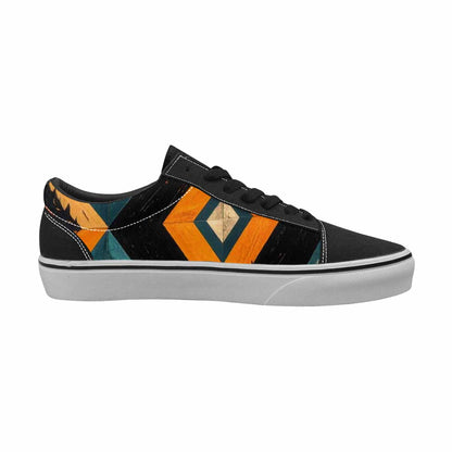 WOMEN'S Southwestern Geometric Diamond Canvas Lace-Up Wallpaper Art Shoes