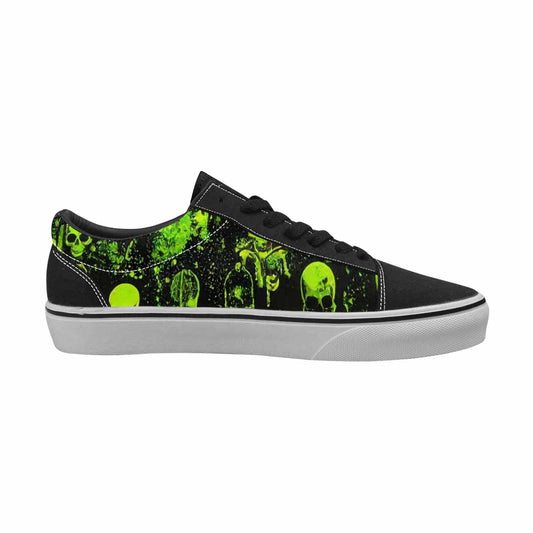MEN'S Skeletons × Neon Green Lace-Up Canvas Wallpaper Art Custom Sneakers