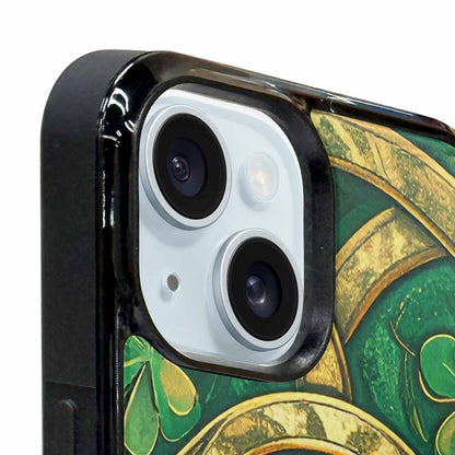 iPhone 15 Case — Irish Celtic Knot Pattern Shamrocks Seamless, Custom Phone Case
