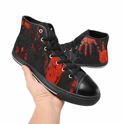 MEN'S Halloween Splatter Handprint High Top Canvas Wallpaper Art Sneakers