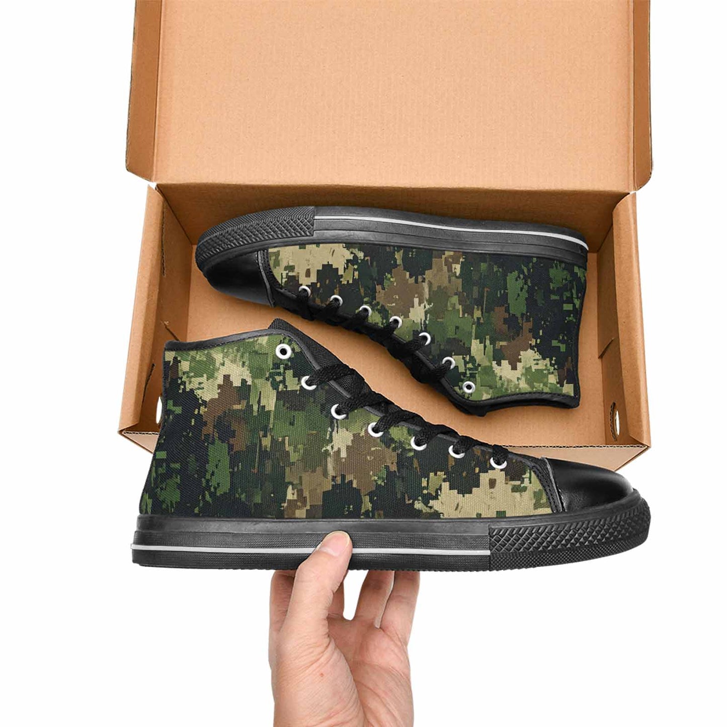 WOMEN'S Military Camouflage Blotch High Top Canvas Wallpaper Art Shoes
