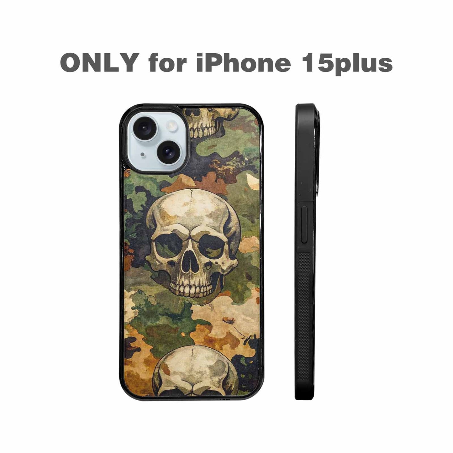 iPhone 15 Plus Case — Military Camo Texture Combined With Distressed, Unique Phone Case Design