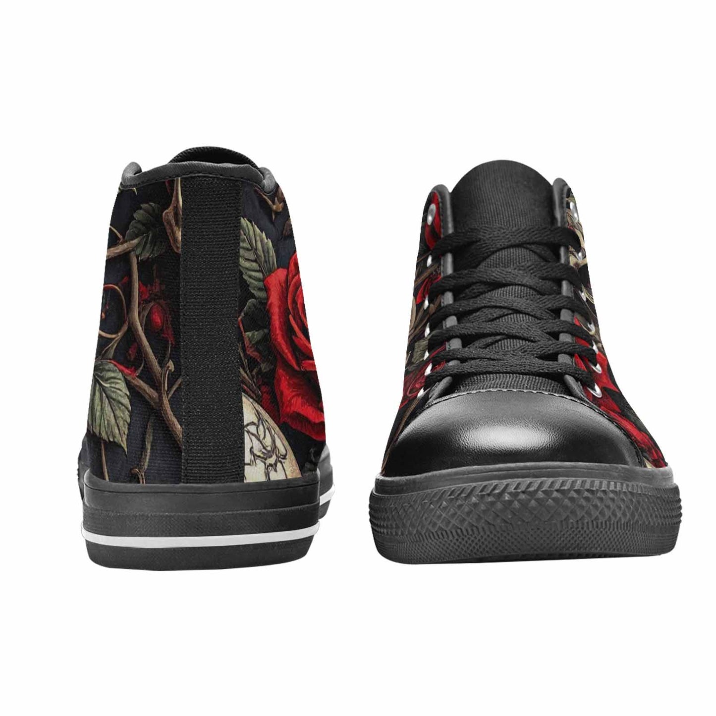 MEN'S Gothic Skulls Roses High Top Canvas Dark Academia Custom Shoes