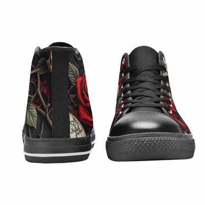 MEN'S Gothic Skulls Roses High Top Canvas Dark Academia Custom Shoes