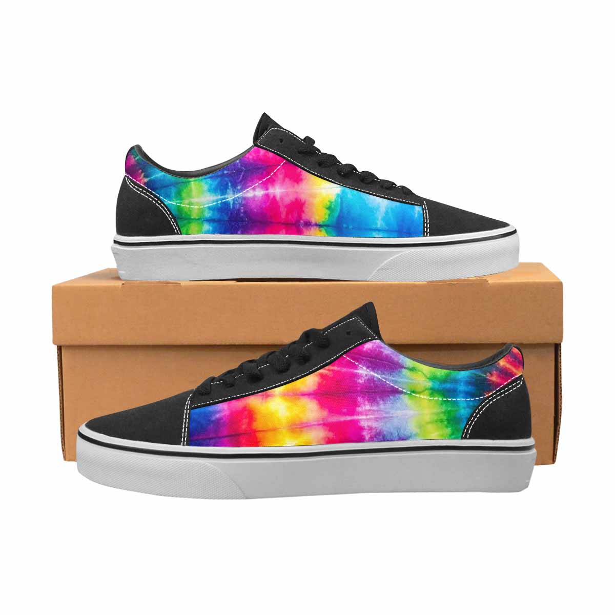 WOMEN'S Tie Dye Acid Wash Color Canvas Lace-Up Surreal Custom Sneakers