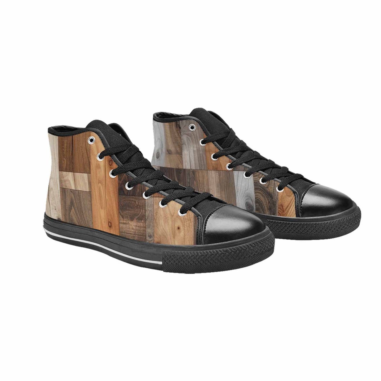 WOMEN'S Wood Grain Texture High Top Canvas Aesthetic Custom Sneakers