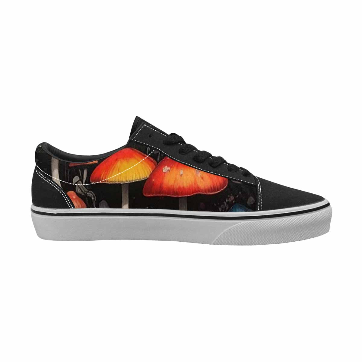 MEN'S Mushrooms Black & Red Ink Canvas Custom Design Wallpaper Art Shoes