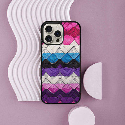 iPhone 16 Pro Max Case — Genderfluid Flag Color Theme Small Rainbow, Custom Designed Case Cover