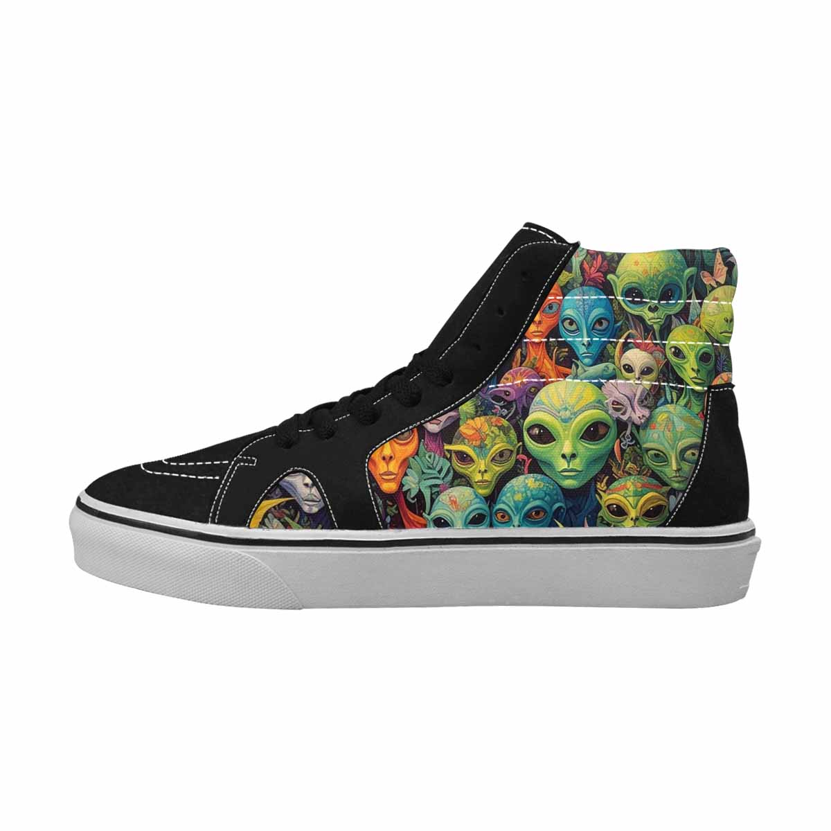 MEN'S Aliens High Top Canvas Melting Art Custom Sneakers