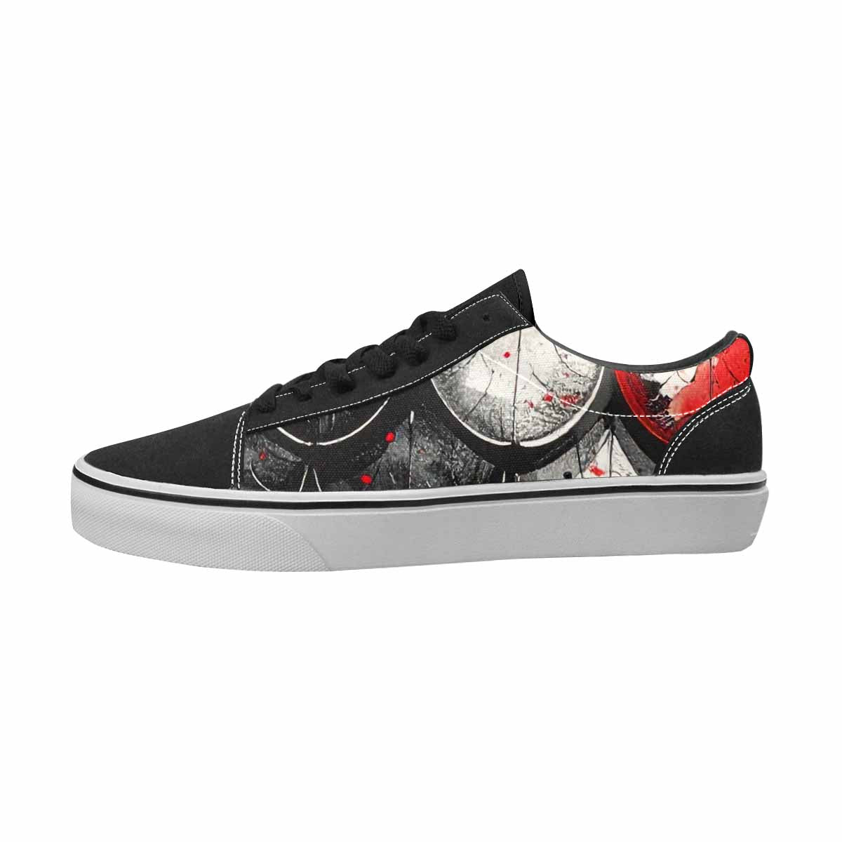 WOMEN'S Reptile Black & Red Ink Canvas Personalized Vibrant Chaos All Over Print Shoes
