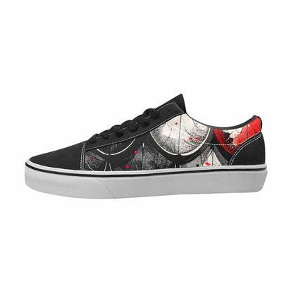 WOMEN'S Reptile Black & Red Ink Canvas Personalized Vibrant Chaos All Over Print Shoes