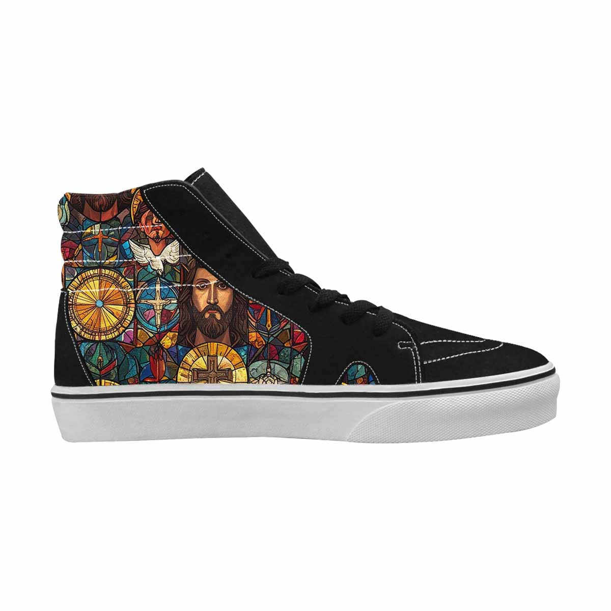 WOMEN'S Jesus Face Small High Top Canvas Vivid Custom Shoes