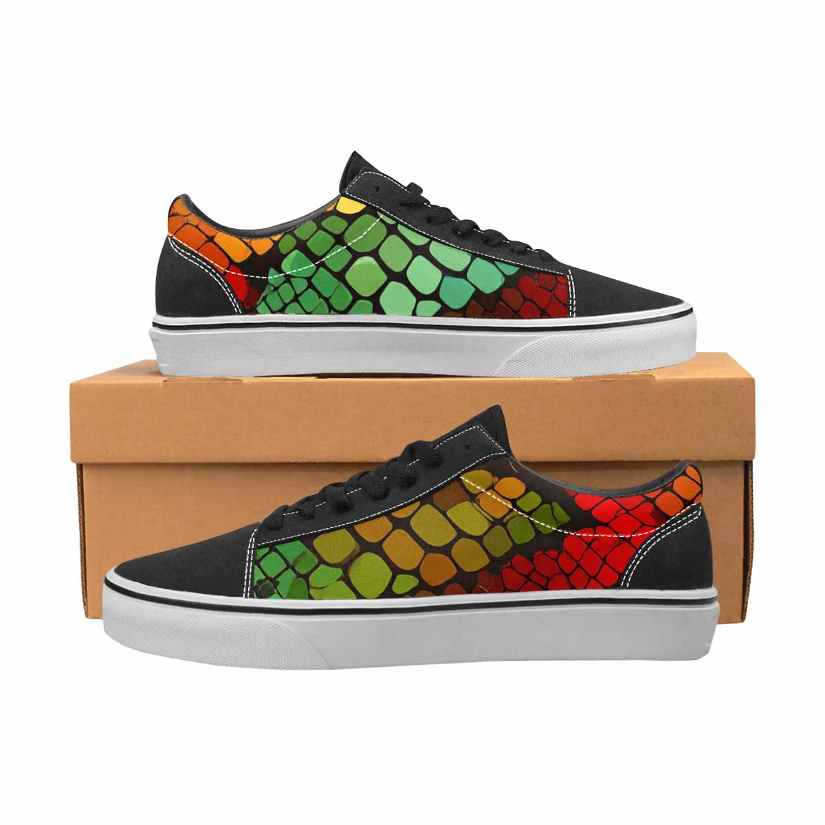 MEN'S Dark Snake Print Canvas Lace-Up Grunge Custom Sneakers