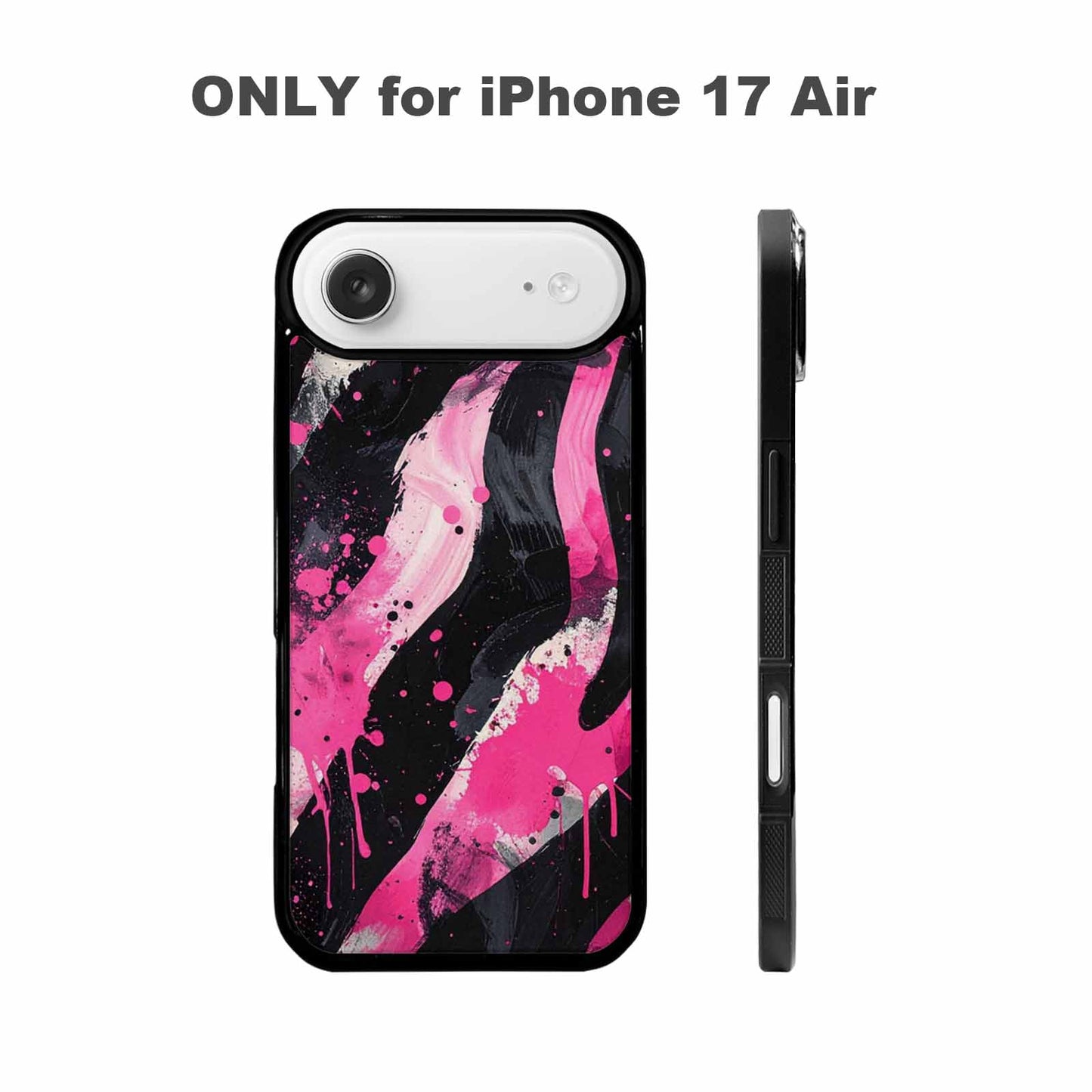 iPhone 17 Air Case — Black Pink Ink Zebra Stripe Animal, Custom Printed Phone Case