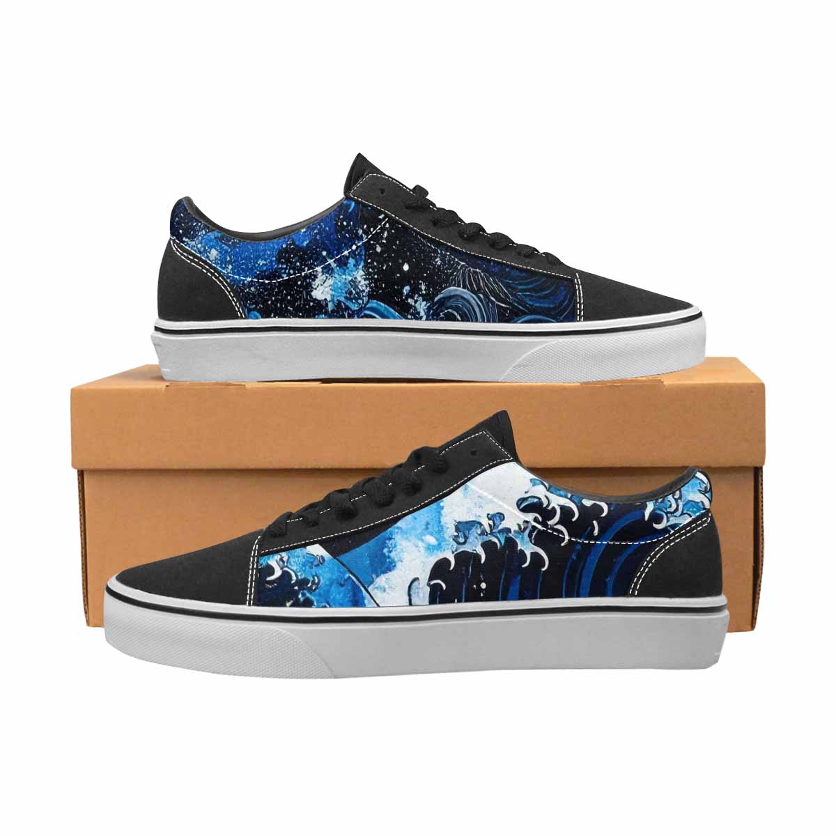 WOMEN'S Nautical Wave Lace-Up Canvas Kaleidoscope Custom Sneakers
