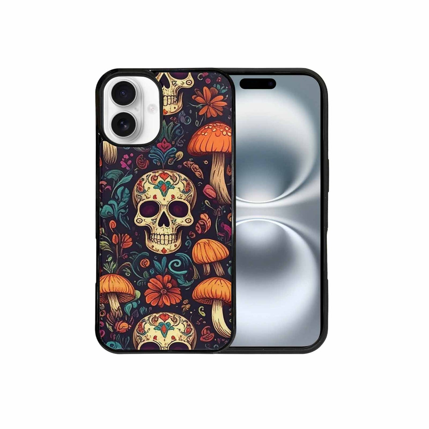 iPhone 16 Plus Case — Mushrooms And Skulls, Custom Designed Case Cover