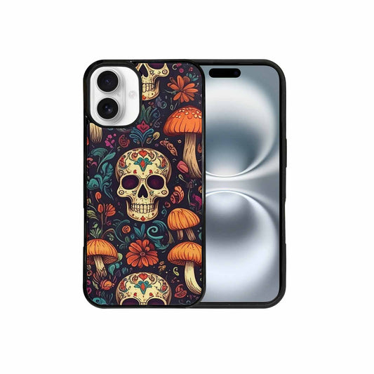 iPhone 16 Plus Case — Mushrooms And Skulls, Custom Designed Case Cover