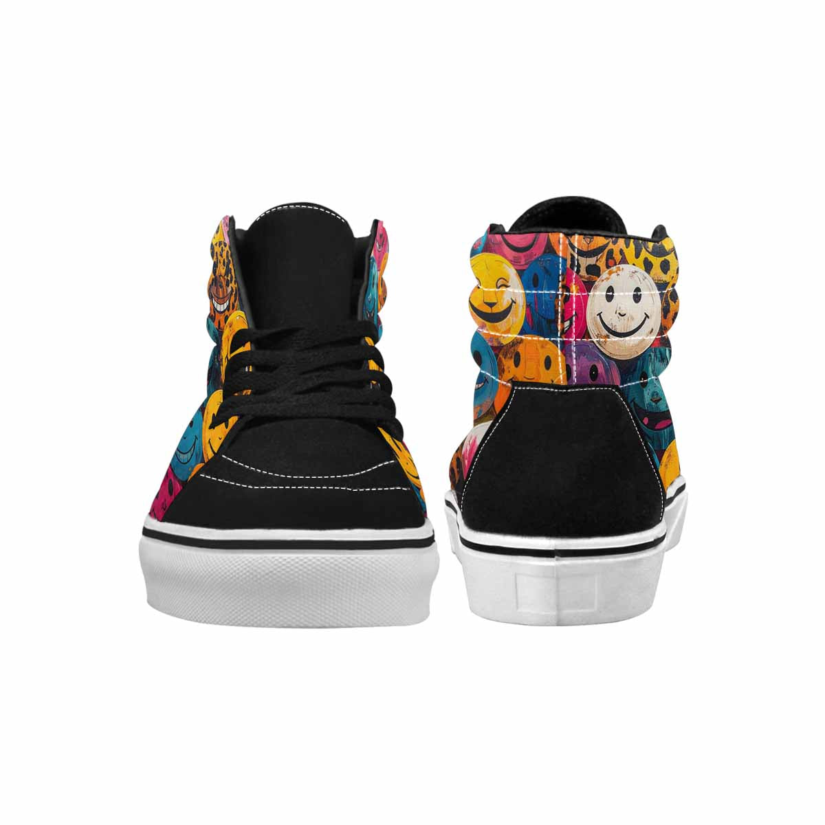 MEN'S Smiley Faces High Top Canvas Surreal Custom Shoes