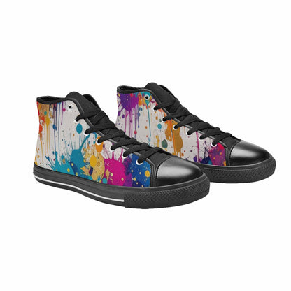 MEN'S Paint Splatter High Top Canvas Wallpaper Art Shoes