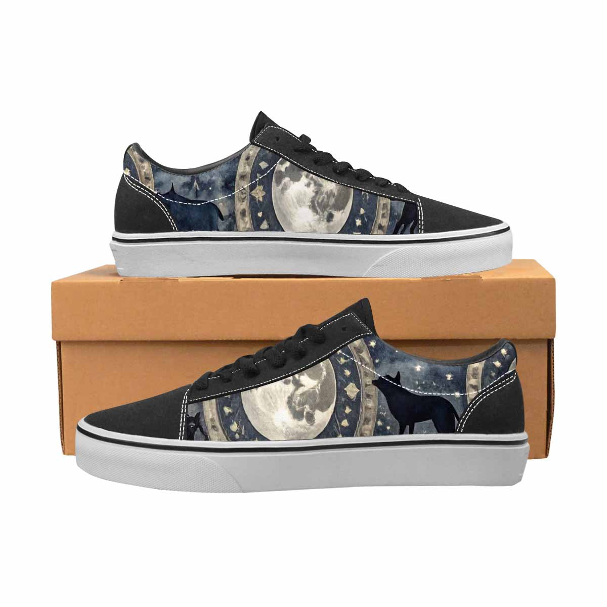 WOMEN'S Wolves Everywhere Collage Canvas Lace-Up Cottagecore Custom Shoes
