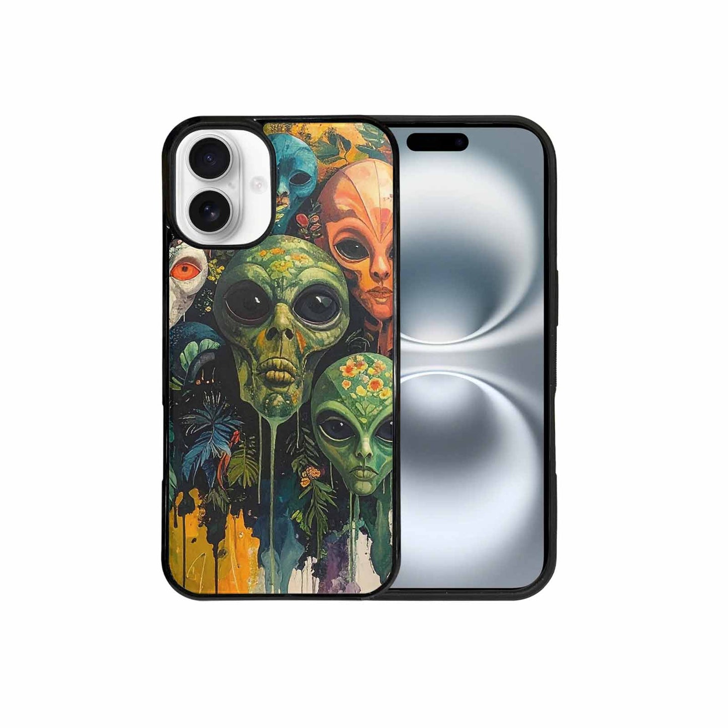 iPhone 16 Plus Case — Aliens Pattern Hundreds Of Sma Bav, Custom Printed Phone Case