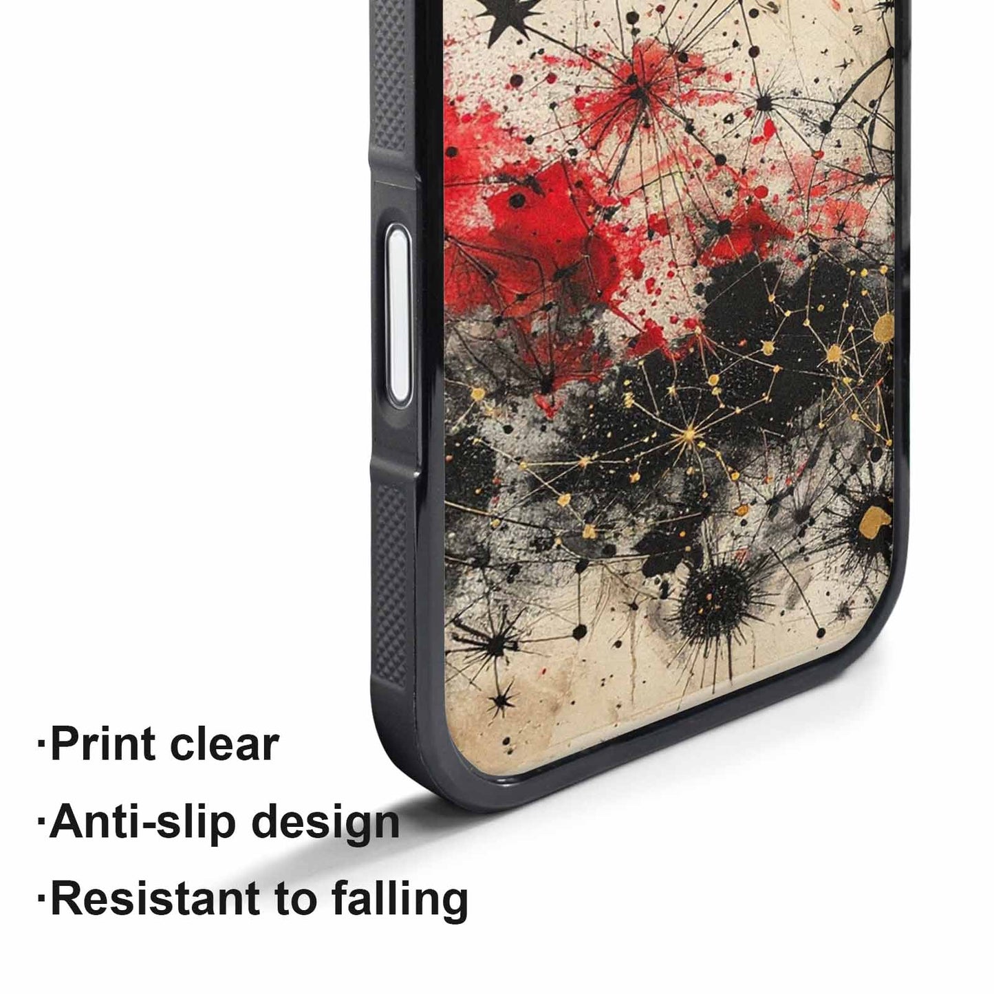 iPhone 17 Pro Max Case — Black &amp; Red Ink Original Art, Unique Phone Case Design