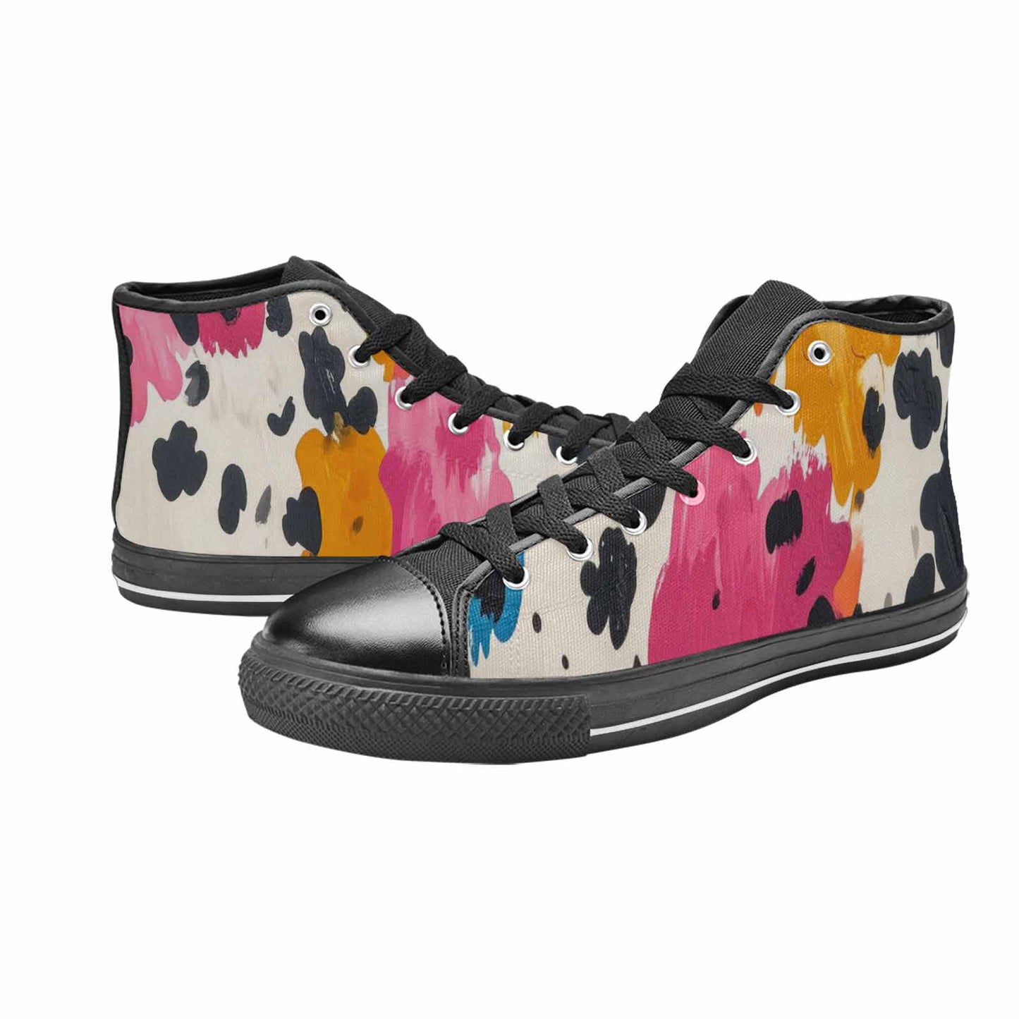 WOMEN'S Cow Animal Print High Top Canvas Vivid Sneakers