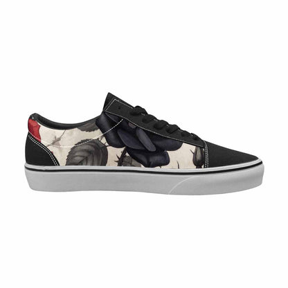 WOMEN'S Black Gothic Rose Canvas Lace-Up Wallpaper Art Sneakers