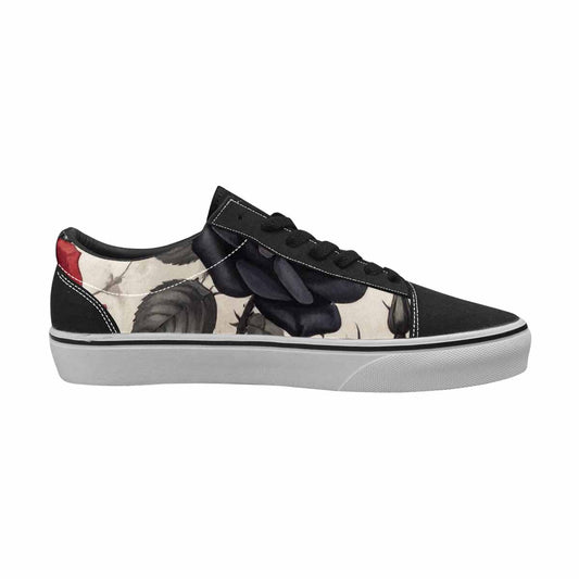 WOMEN'S Black Gothic Rose Canvas Lace-Up Wallpaper Art Sneakers
