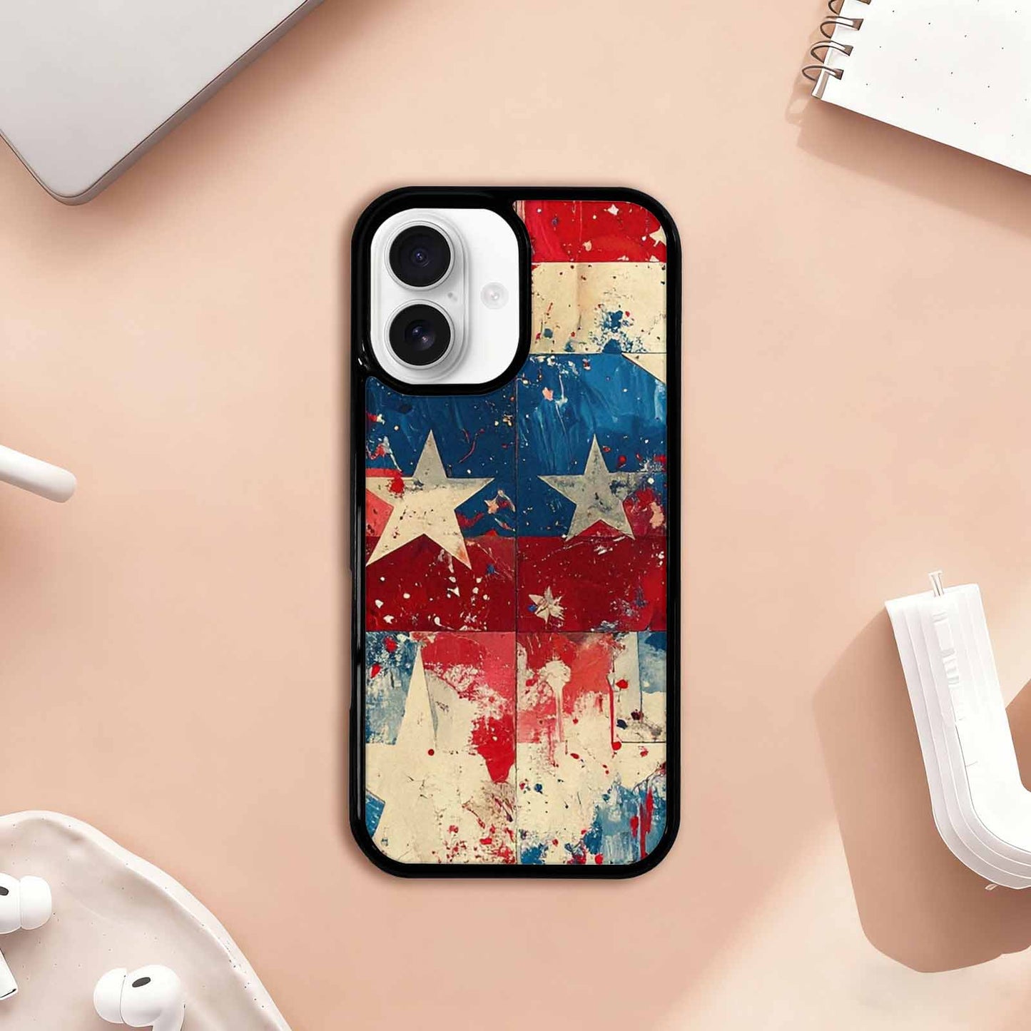 iPhone 17 Case — Patriotic Stars And Stripes Galaxy Space, Original Design Phone Case
