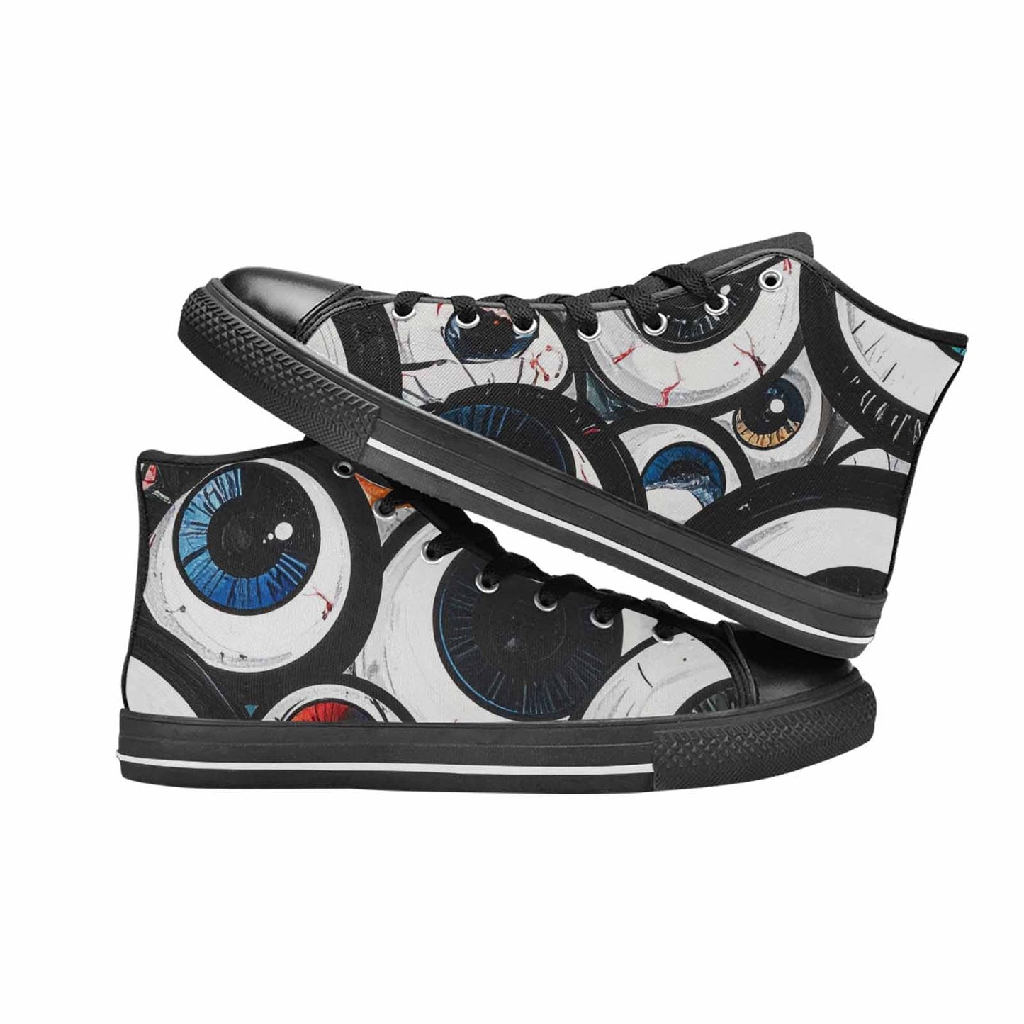 MEN'S Googly Cartoon Eyeballs High Top Canvas Dreamcore Custom Sneakers