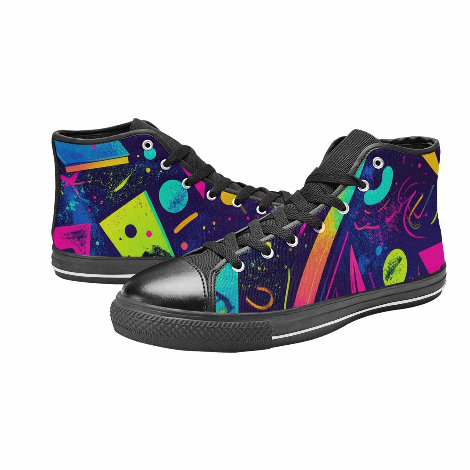 WOMEN'S Memphis Squiggles Triangles Dots High Top Canvas Cottagecore Shoes