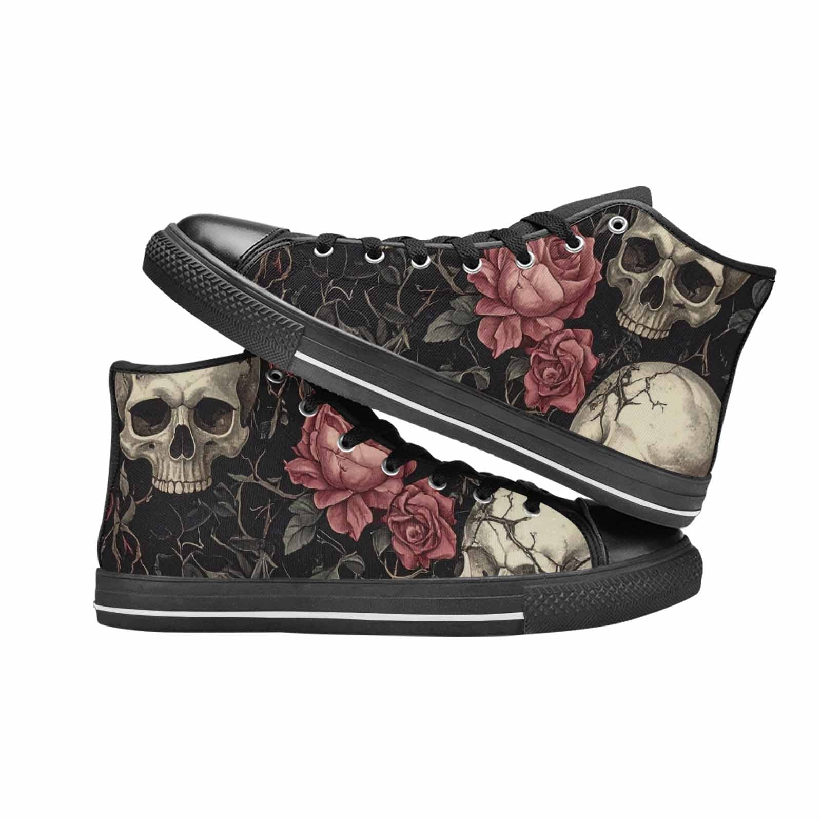 MEN'S Skulls - Roses High Top Canvas Cottagecore Shoes