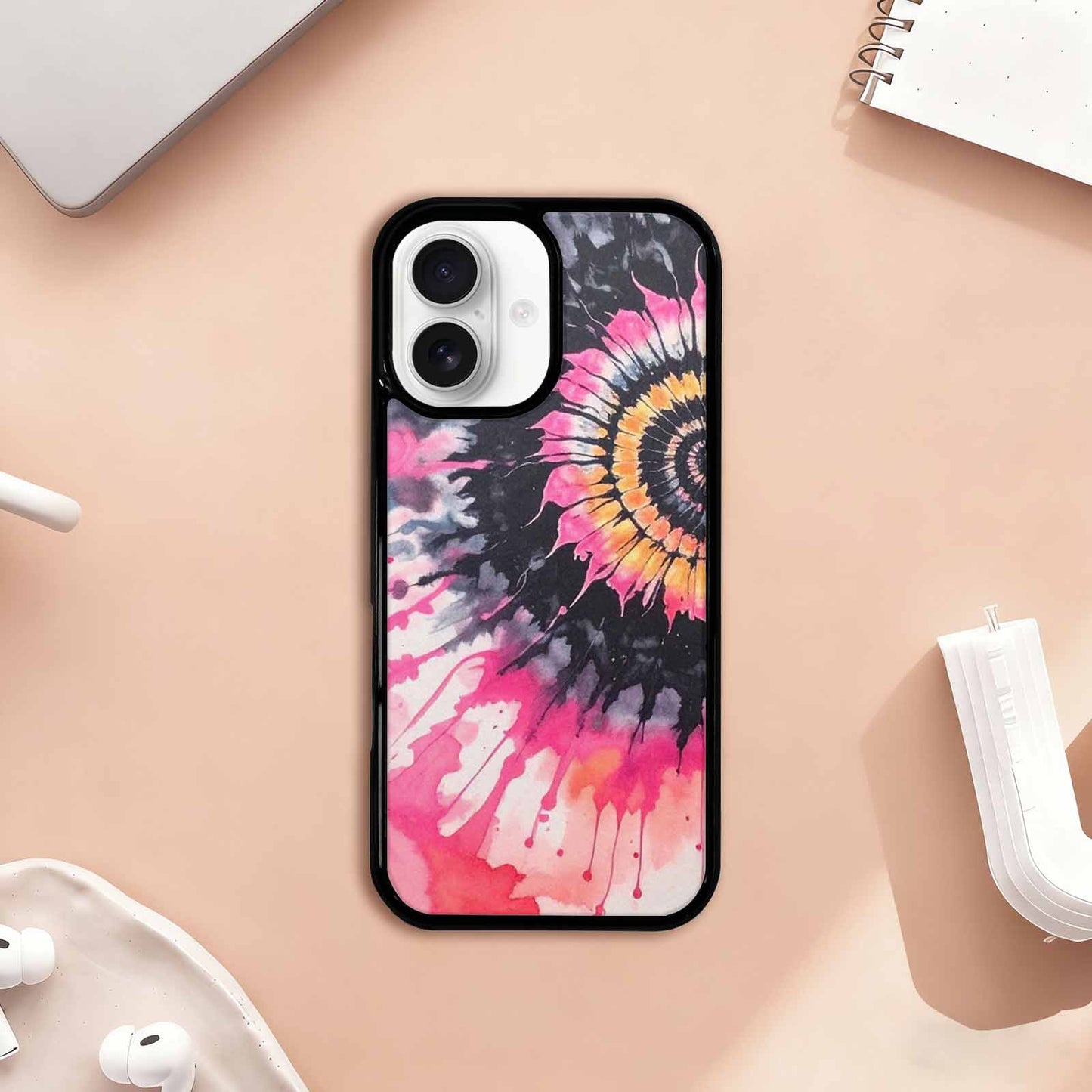 iPhone 17 Case — Tie Dye Swirls Black Tie Dye, Unique Phone Case Design