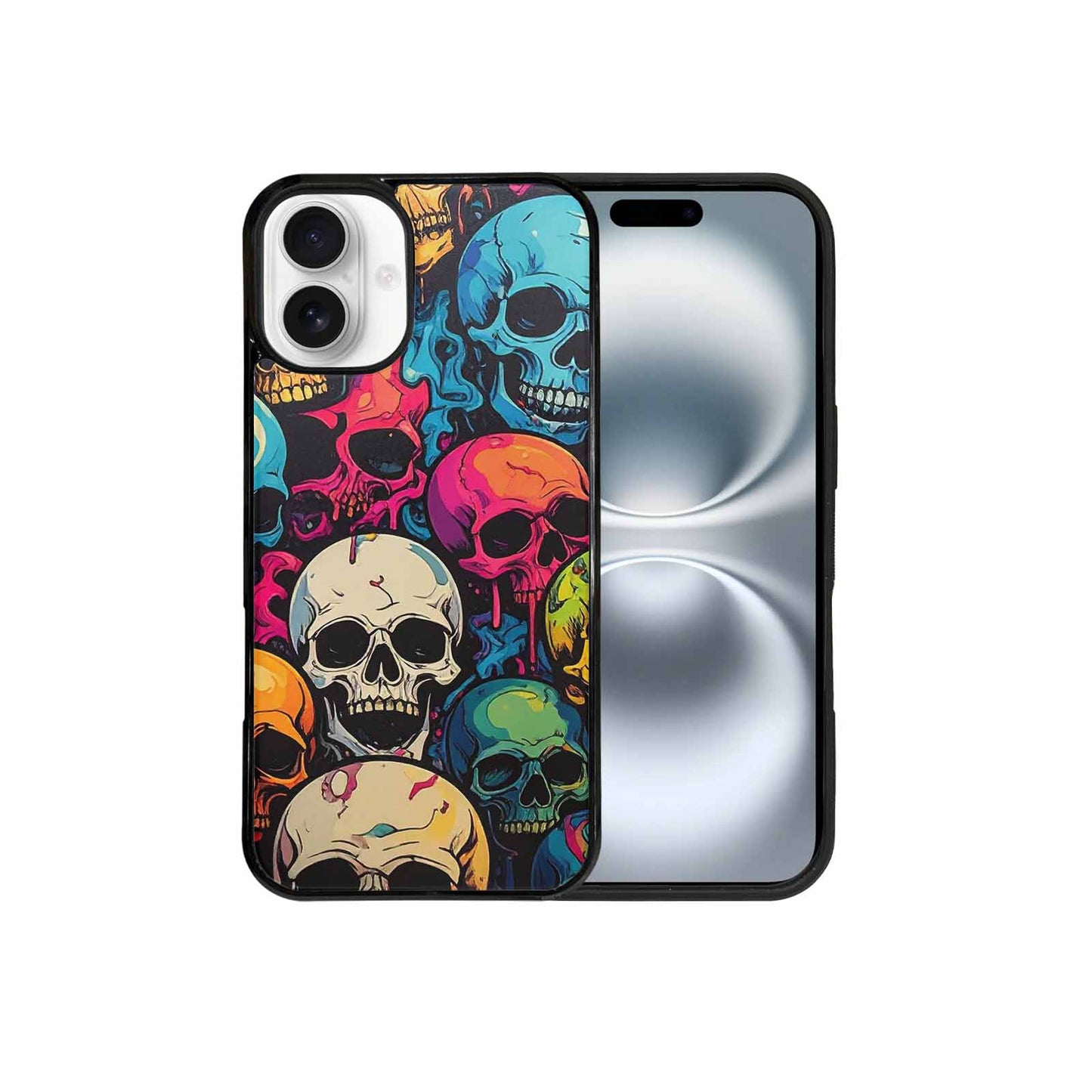 iPhone 16 Plus Case — 1000s Of Skulls Digital Camo Drip, Custom Printed Phone Case