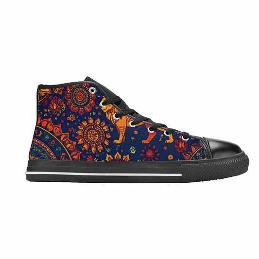 MEN'S Mandala Lions High Top Canvas Vivid Custom Shoes