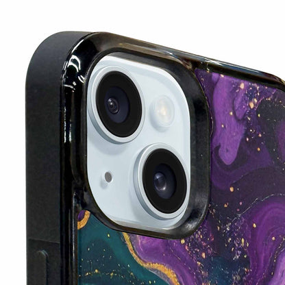 iPhone 15 Case — Marbled Swirl Texture Blended With Galaxy, Personalized Phone Case